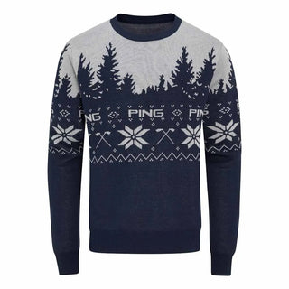 Festive Mr. PING Christmas Jumper - Oxford Blue/Pearl Grey
