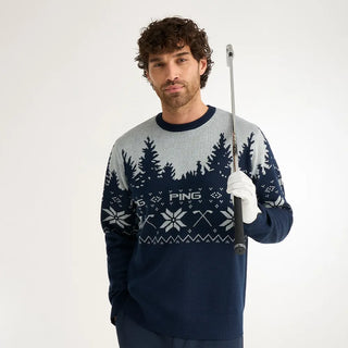 Festive Mr. PING Christmas Jumper - Oxford Blue/Pearl Grey