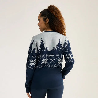 Festive Mr. PING Christmas Jumper - Oxford Blue/Pearl Grey